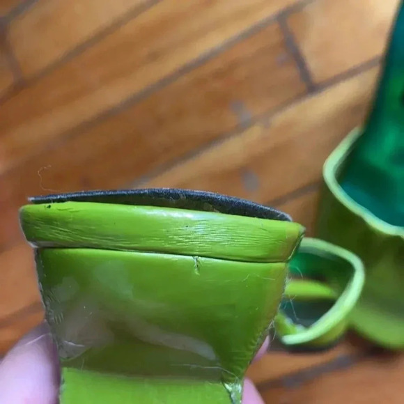 Vintage green 90s square toe  y2k kitten heels slip on mules - Picture 6 of 9